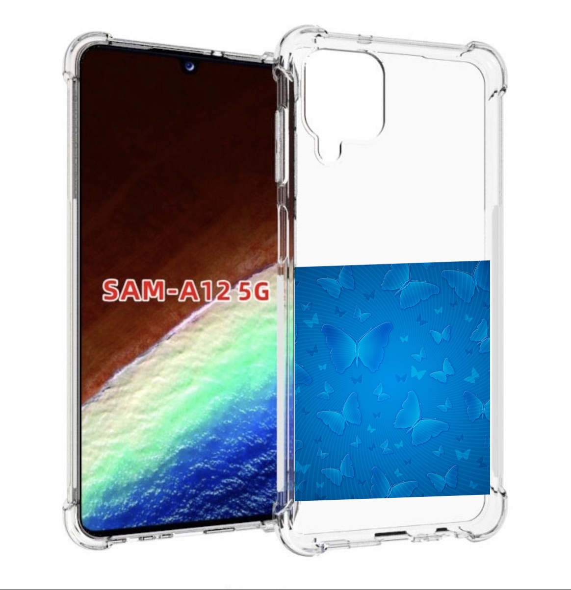 Чехол MyPads голубые-бабочки для Samsung Galaxy A12 (SM-A125F) 2020/21/A12 Nacho SM-A127F