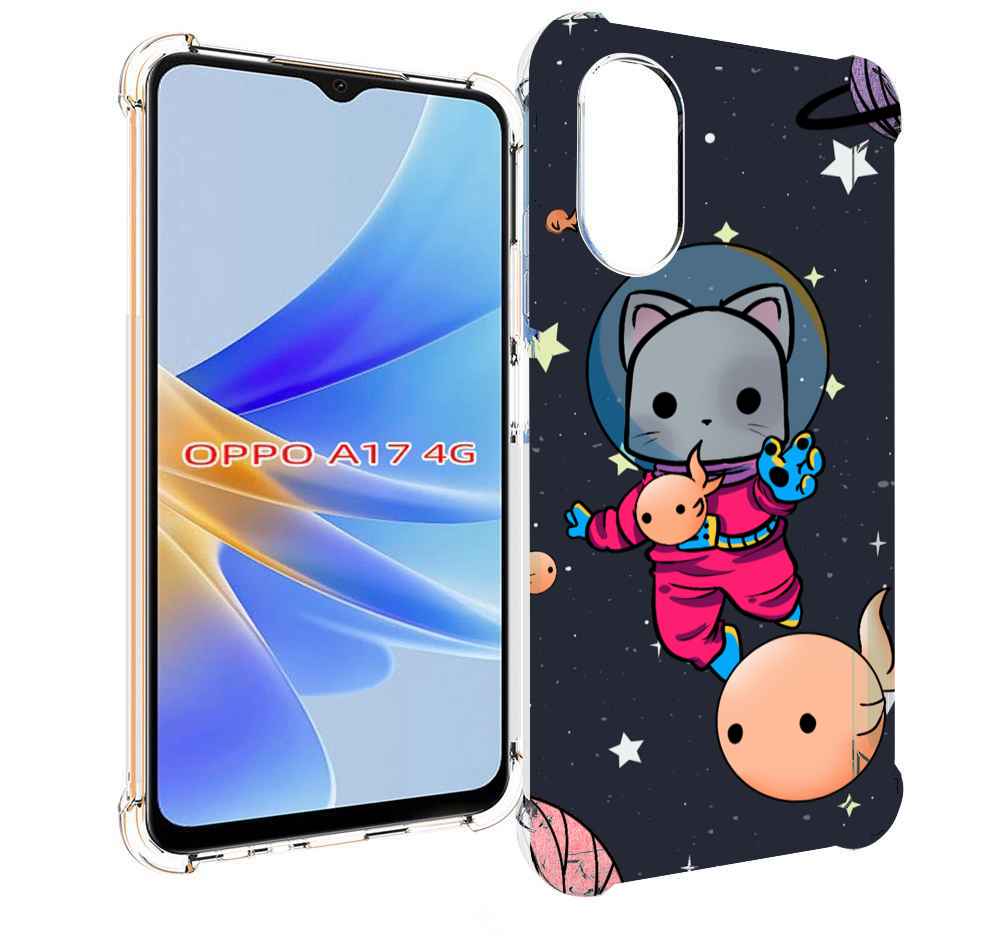 

Чехол MyPads котик-с-рыбкой-в-космосе для OPPO A17, Прозрачный, Tocco