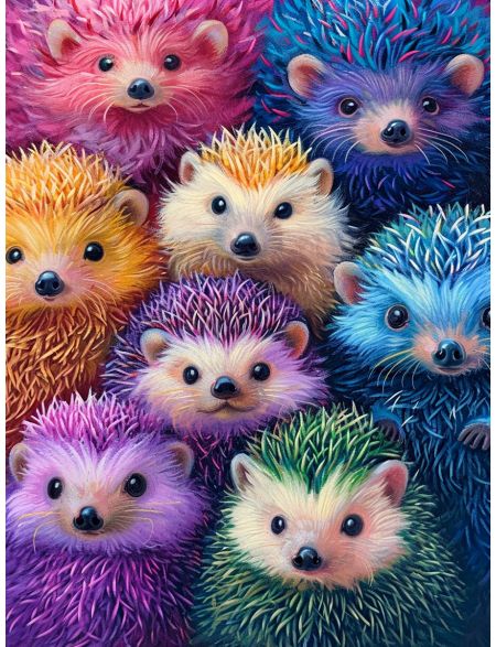 

Алмазная мозаика на подрамнике Ёжики, 50x40 см, 50 цветов, 82632, ПРА-669