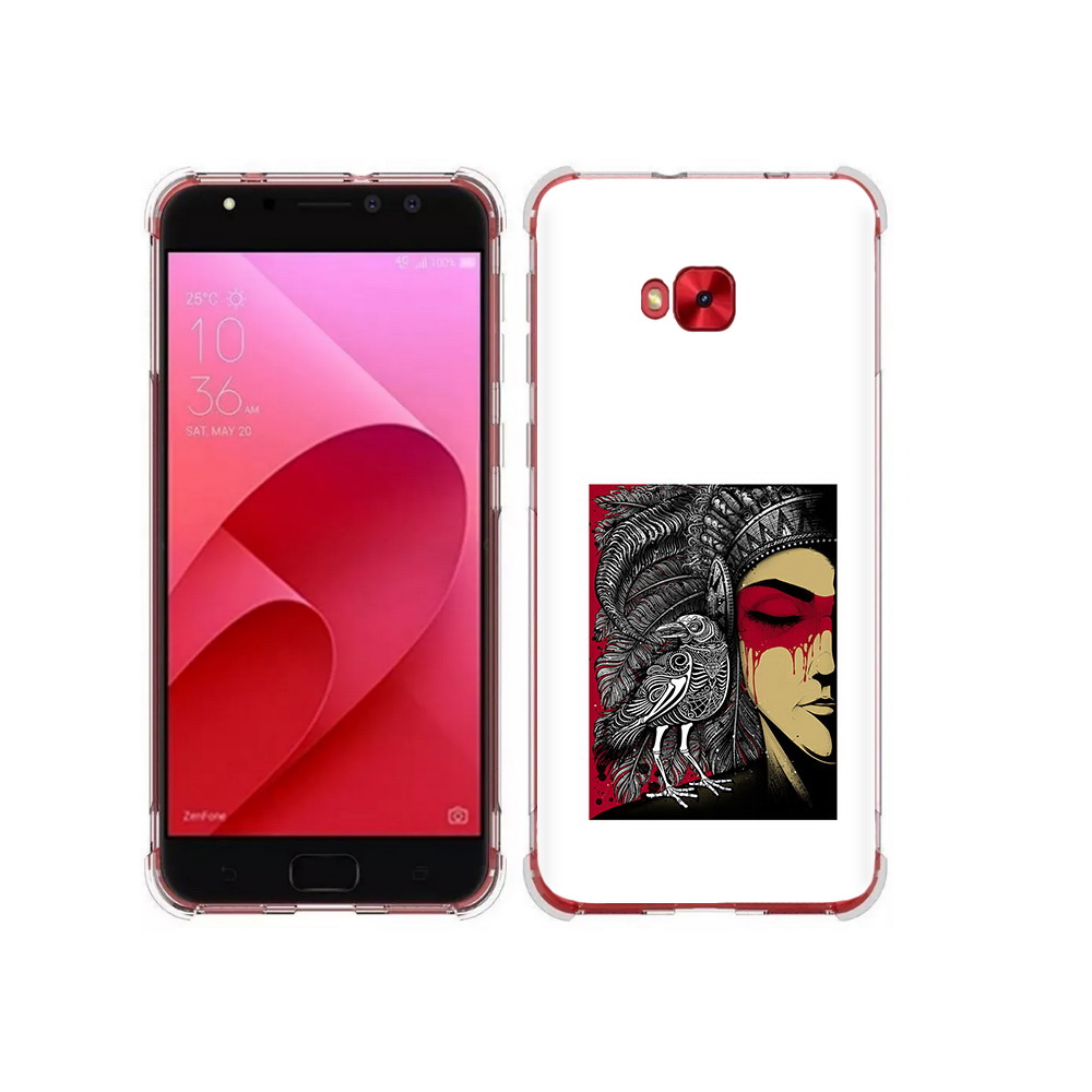 Чехол MyPads Tocco для Asus ZenFone 4 Selfie девушка с вороном в абстракции