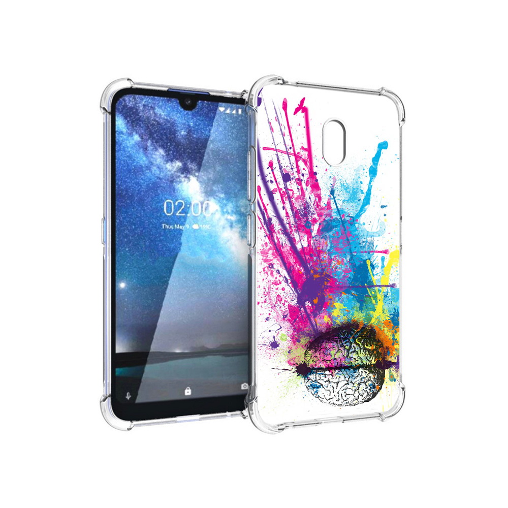 

Чехол MyPads Tocco для Nokia 2.2 яркий красочный мозг (PT134721.103.710), Прозрачный, Tocco