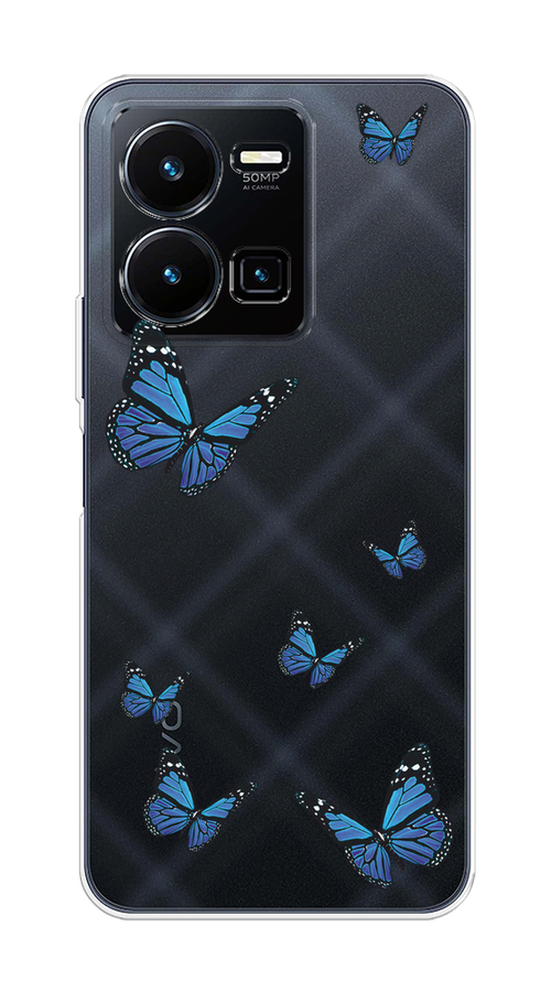 

Чехол на Vivo Y35 4G "Blue butterflies", Синий;черный, 267250-1