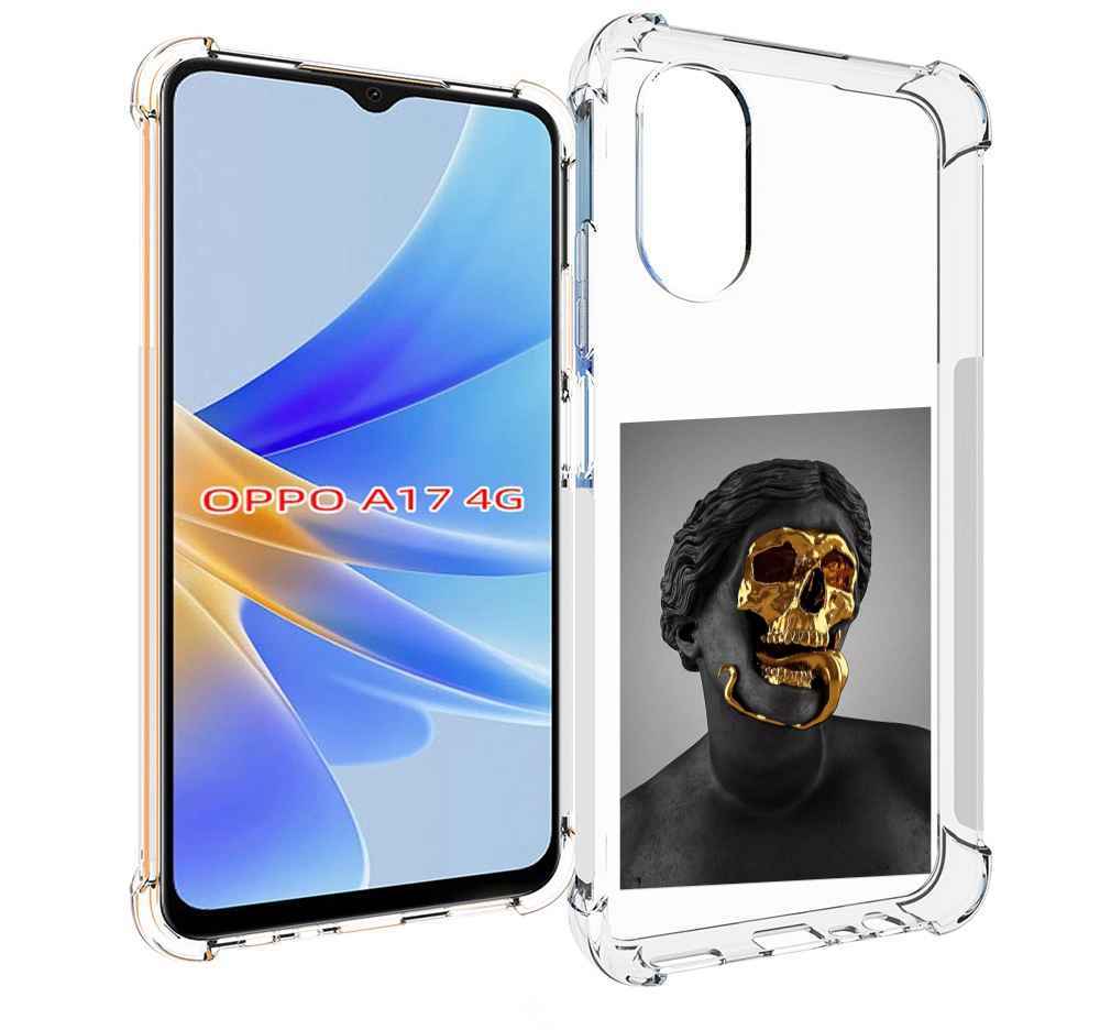 

Чехол MyPads золотой череп в статуе для OPPO A17, Прозрачный, Tocco