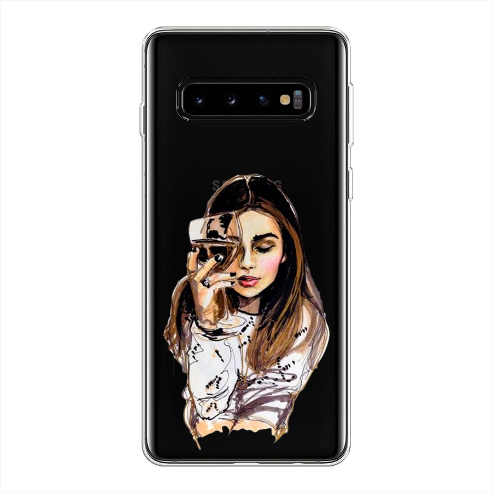 

Чехол Awog на Samsung Galaxy S10 Plus "Девушка с бокалом", Разноцветный, 27150-7