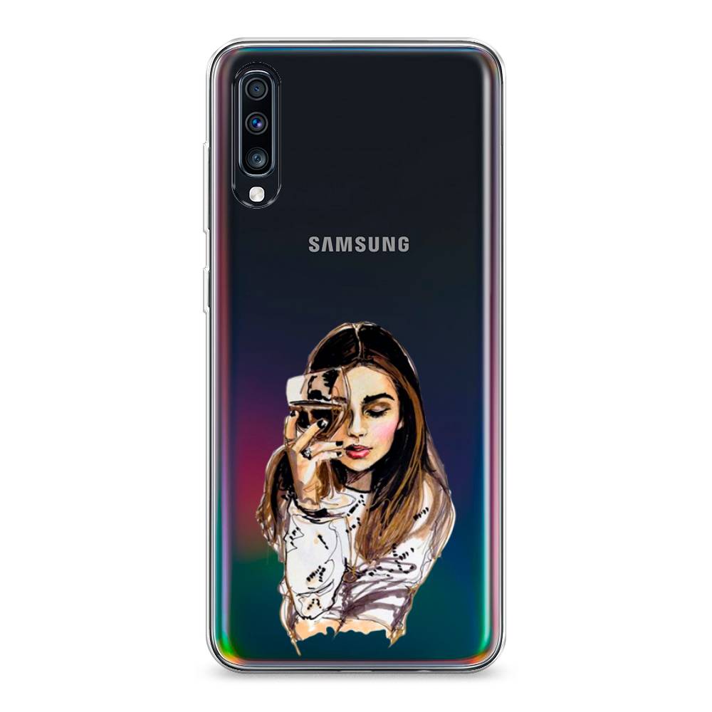 фото Силиконовый чехол "девушка с бокалом" на samsung galaxy a70 awog