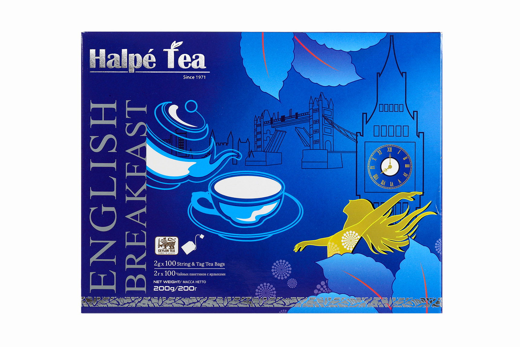 Чай черный в пакетиках Halpe English Breakfast, крупнолистовой байховый, 100 пакетиков
