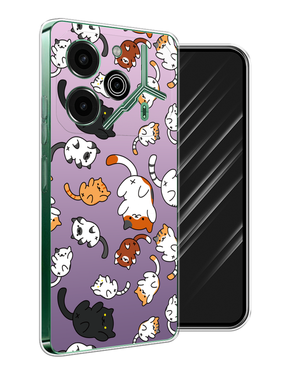 

Чехол Awog на Tecno Pova 6 Pro 5G "Котопад", Фиолетовый;белый, 305250-1