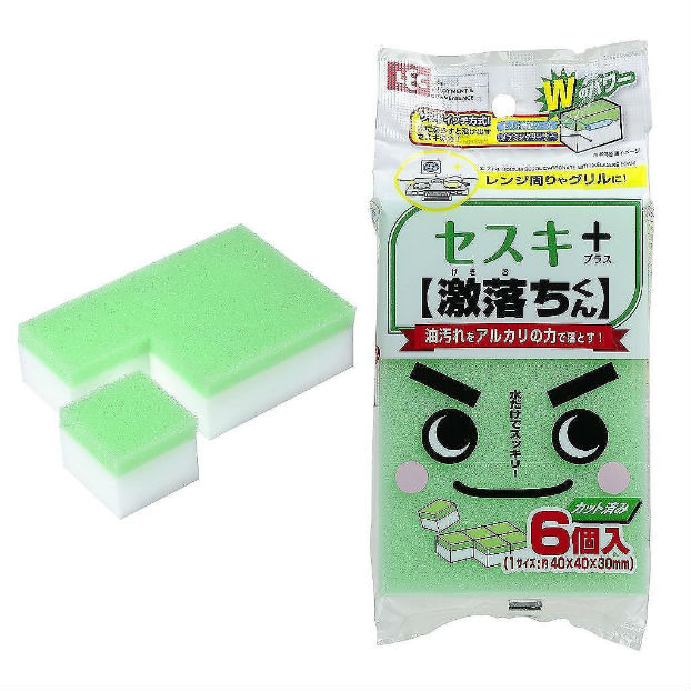 Губка меламиновая Lec с сесквикарбонатом натрия (аналог соды), 40х40х30мм 6 шт