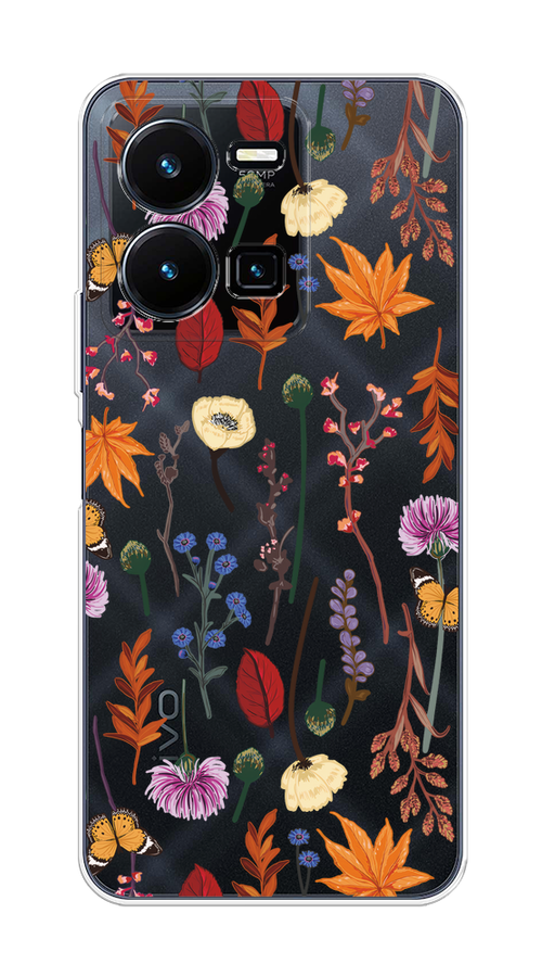

Чехол на Vivo Y35 4G "Orange Purple flowers", Оранжевый;красный;розовый;желтый;прозрачный, 267250-1