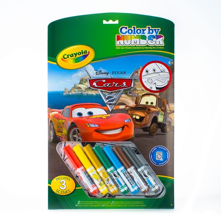 Раскраска по номерам Тачки Crayola с фломастерами