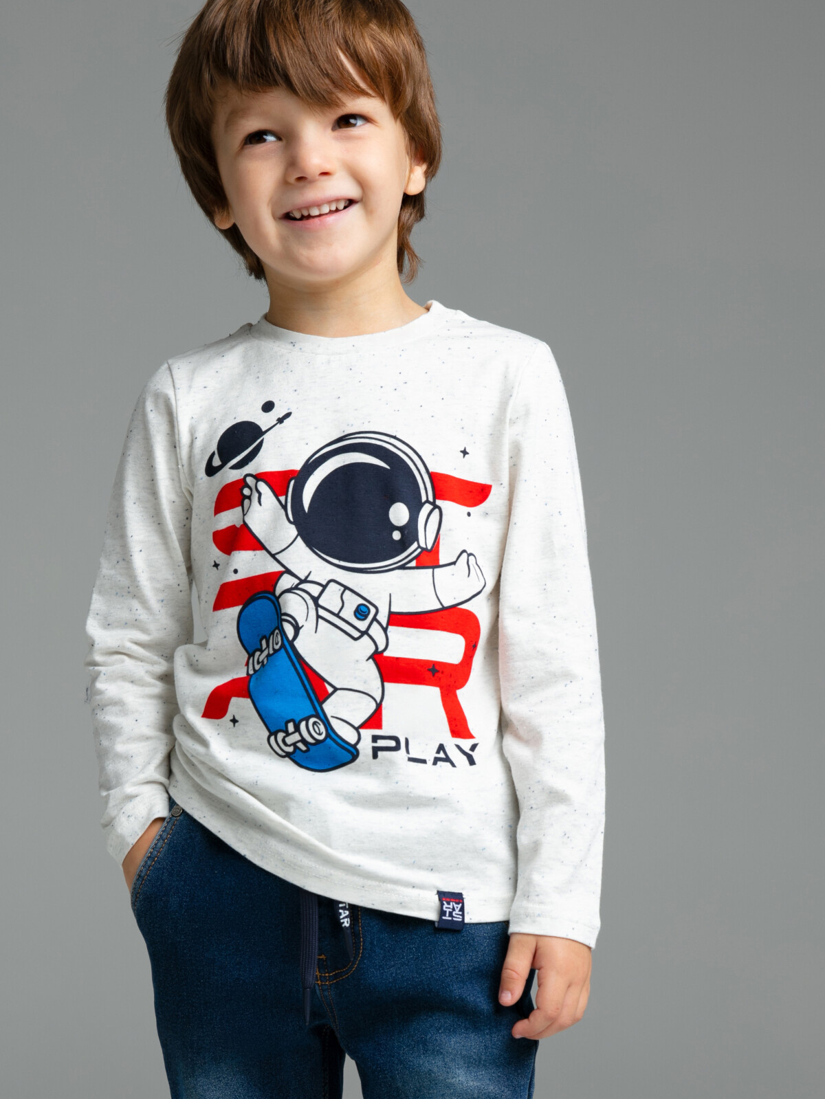 Фуфайка для мальчиков PlayToday (футболка), серый меланж, 98