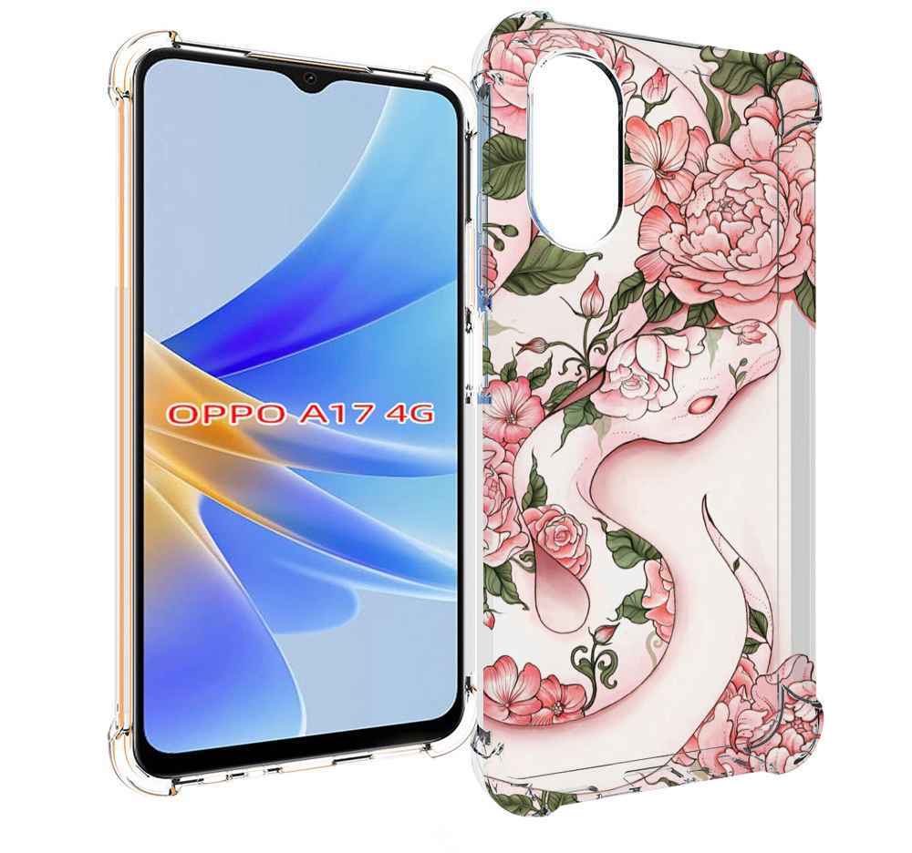 

Чехол MyPads змея-в-розовых-цветах женский для OPPO A17, Прозрачный, Tocco