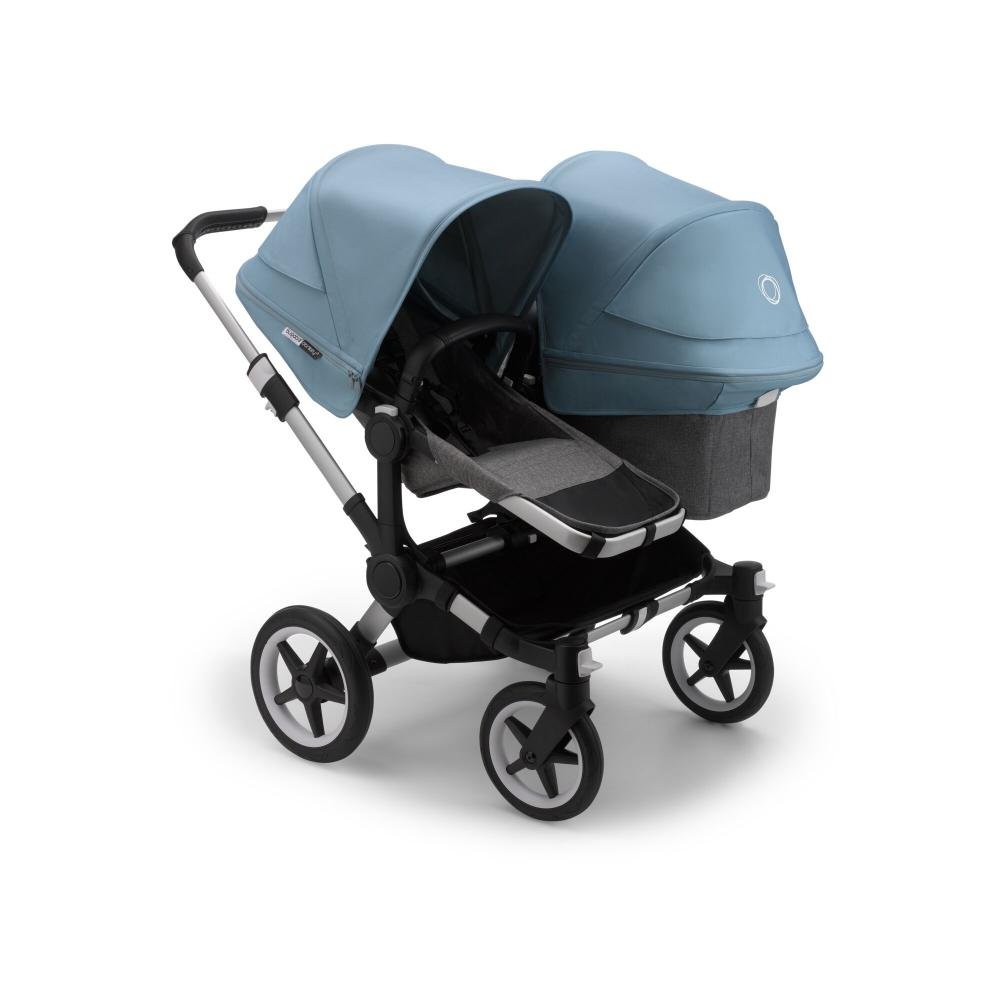 фото Bugaboo donkey3 duo коляска 2 в 1 для погодок alu/grey melange/vapor blue