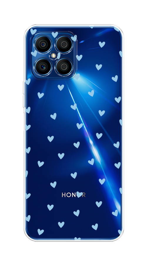 

Чехол на Honor X8 "Голубые сердечки паттерн", Голубой;прозрачный, 6107650-1