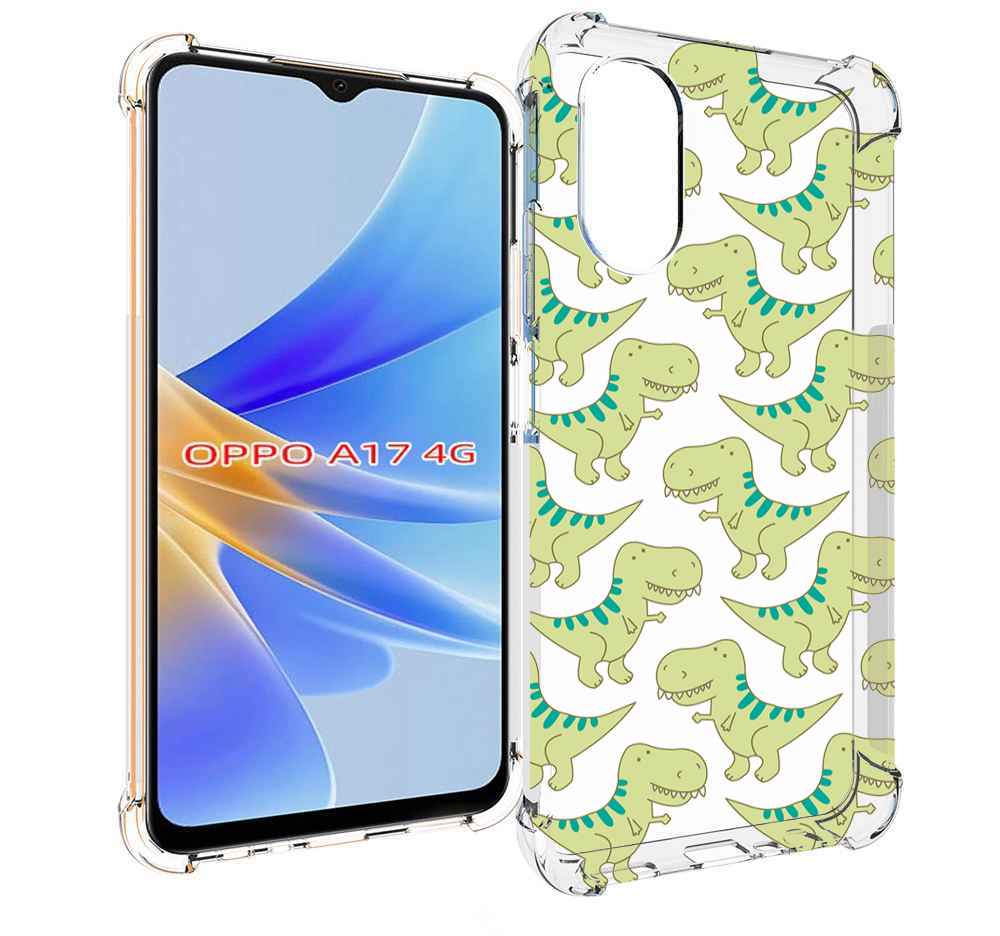 

Чехол MyPads зеленые-динозаврики для OPPO A17, Прозрачный, Tocco