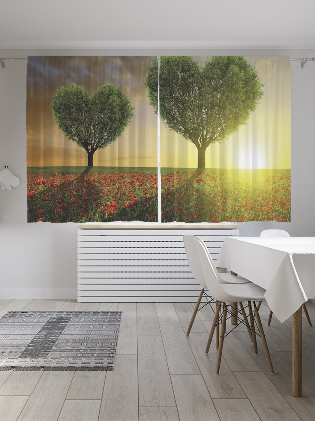 

Классические шторы JoyArty "Сердечные деревья", серия Oxford DeLux, 2 полотна 145x180 см, Сердечные деревья