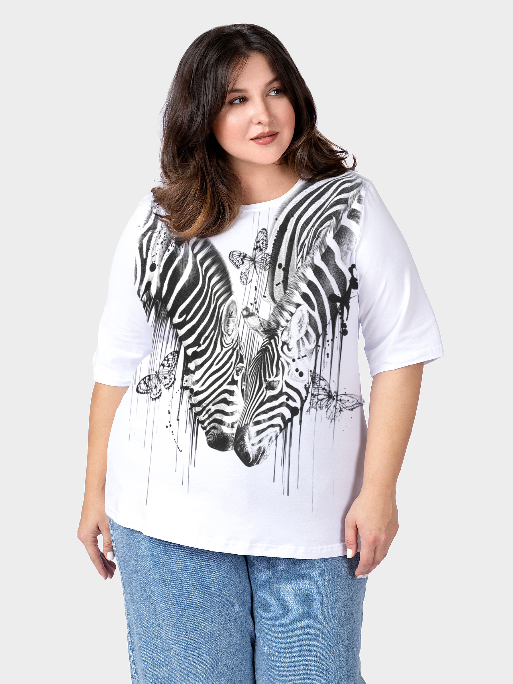 

Футболка женская MF 1-852 белая 8XL, Белый, 1-852