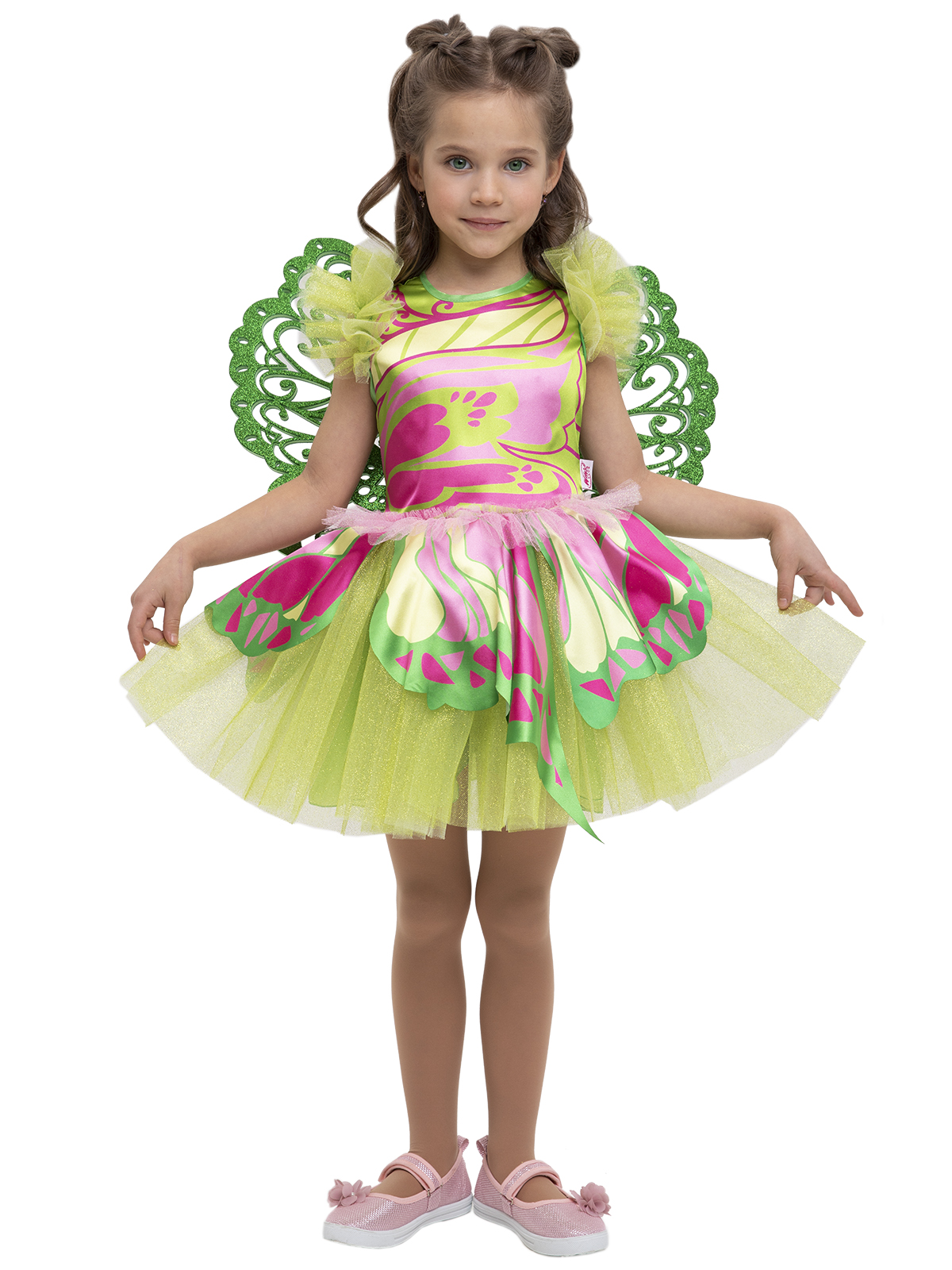 Карнавальный костюм Вестифика Костюм Винкс, зеленый/розовый, 116 музыкальный инструмент глюкофон зеленый 8 лепестков 15 х 9 см