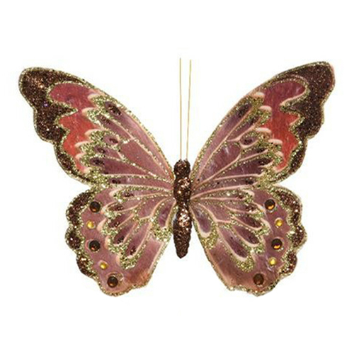 фото Елочная игрушка kaemingk бабочка коричневая 2 шт