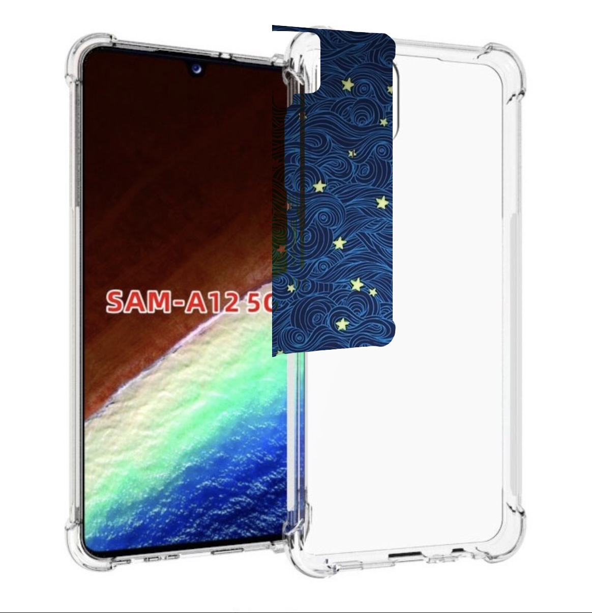 

Чехол MyPads волны с звездами акварель для Samsung Galaxy A12 (SM-A125F) 2020/21, Прозрачный, Tocco
