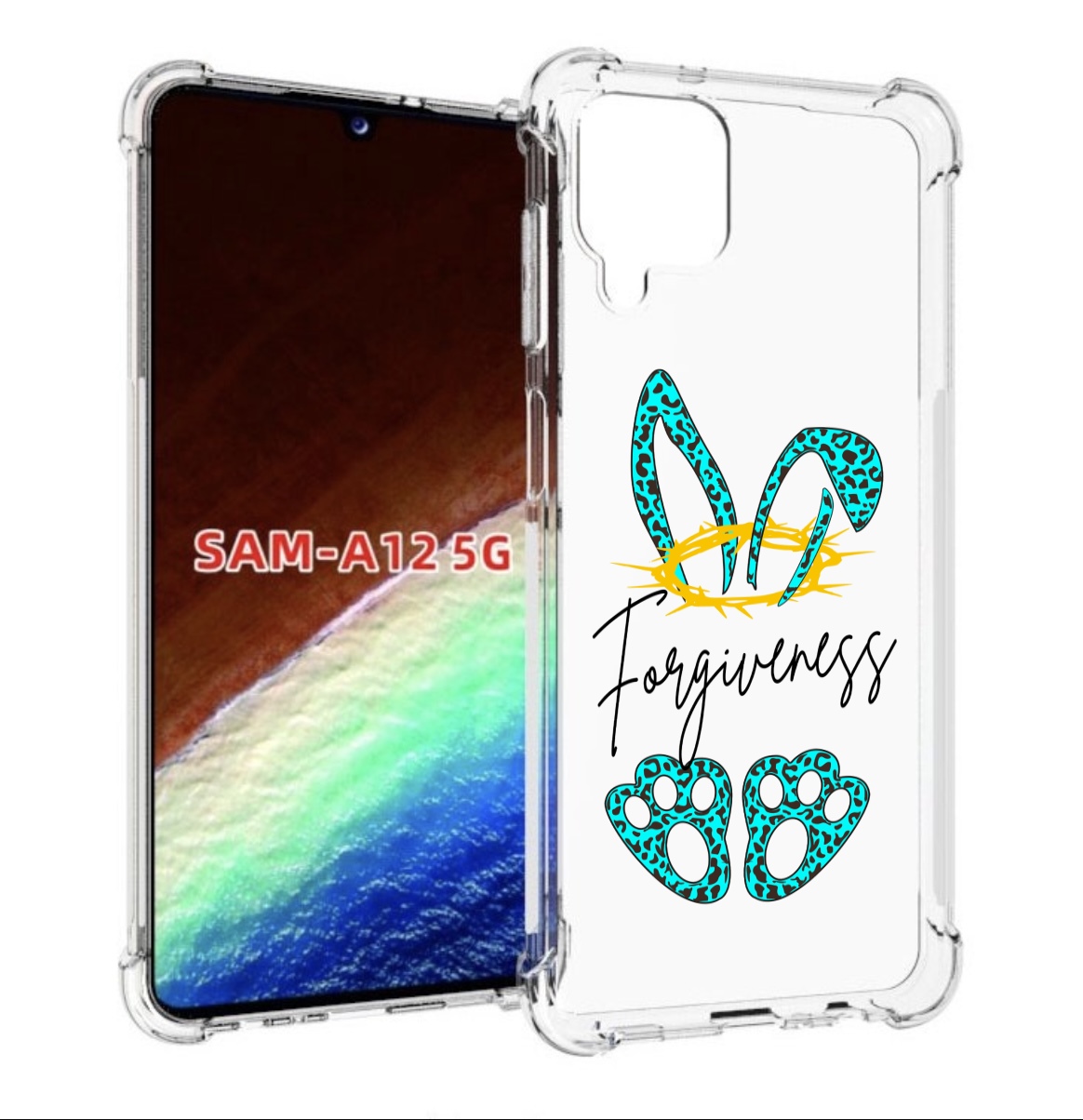 Чехол MyPads бирюзовое лапки и ушки женский для Samsung Galaxy A12 (SM-A125F) 2020/21 Tocco