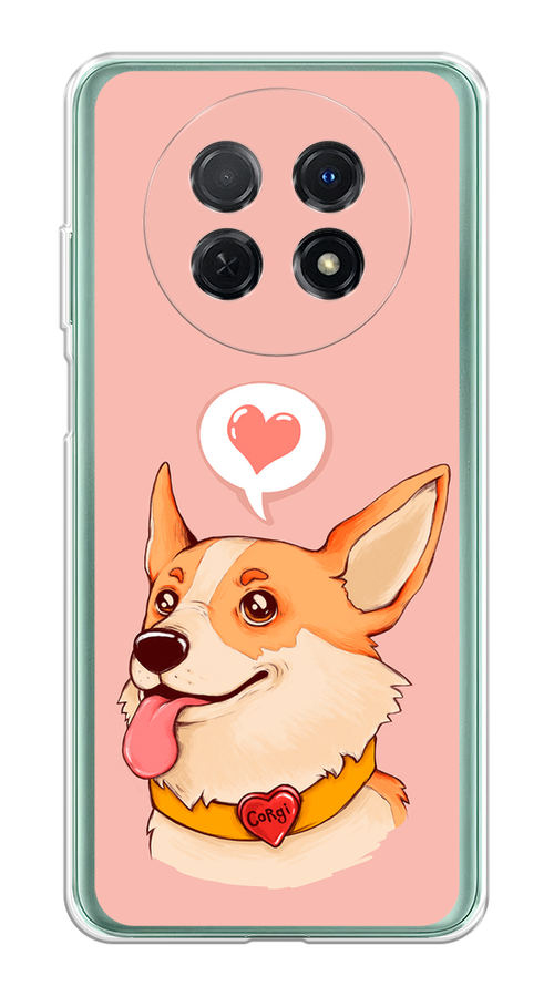 

Чехол на Huawei Nova Y91 "Корги язык", Розовый;коричневый, 6121650-1