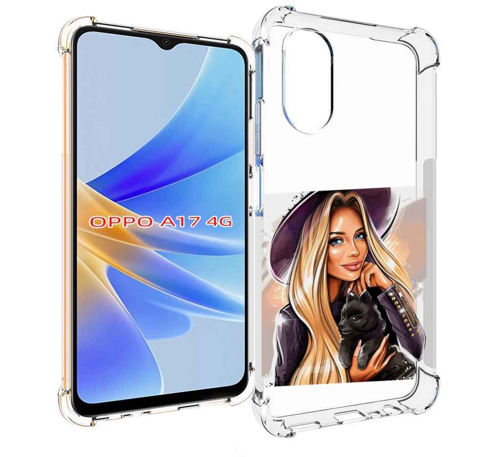 

Чехол MyPads девушка-с-черным-щенком женский для OPPO A17, Прозрачный, Tocco
