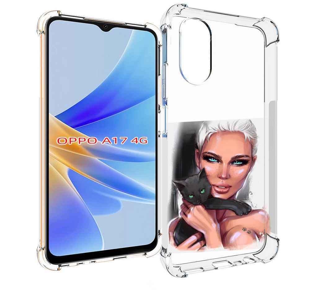 

Чехол MyPads девушка-с-черным-котиком женский для OPPO A17, Прозрачный, Tocco