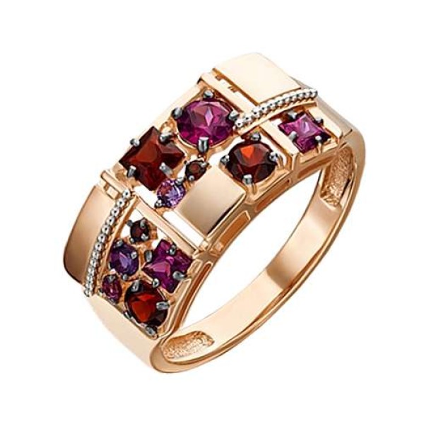 

Кольцо из золота р.  PLATINA jewelry 01-5307-00-257-1111-57, гранат\аметист, 01-5307-00-257-1111-57