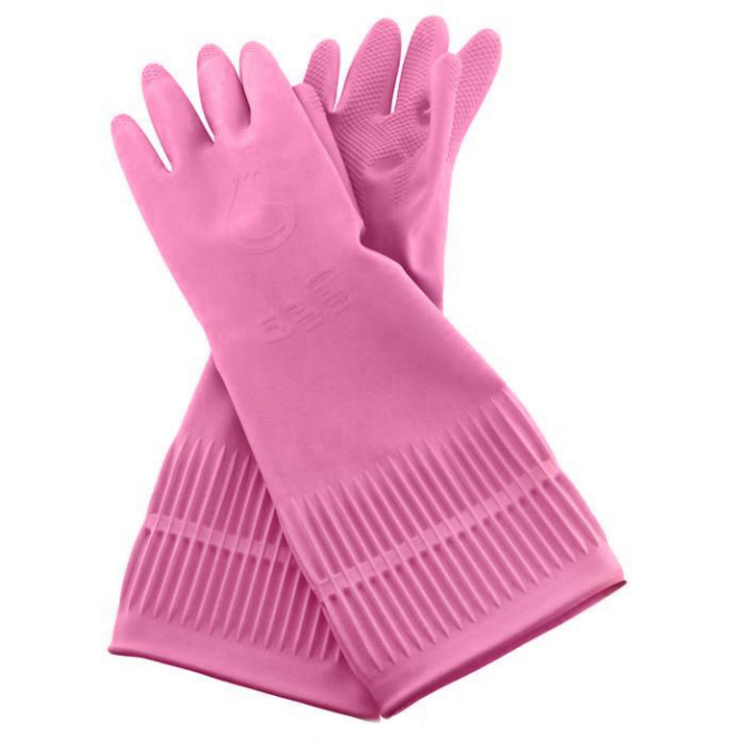 Перчатки Clean Wrap из натурального латекса c внутренним покрытием розовые, р m 1пара