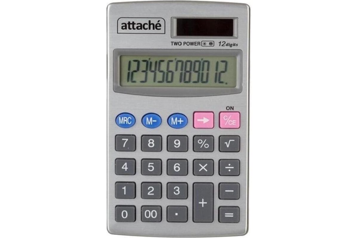 Калькулятор карманный Attache ATC-333-12P, 12 разрядов, серебристый