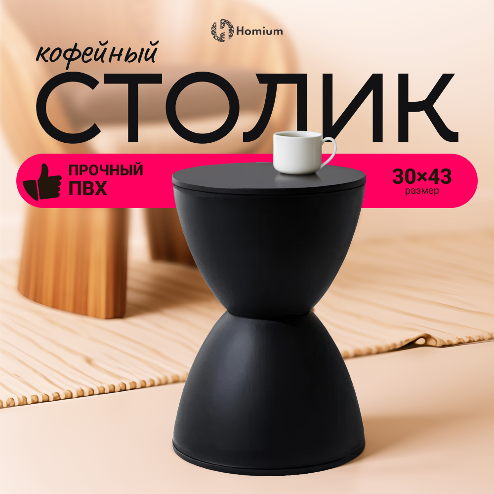 

Столик журнальный лофт Homium Proffi, круглый, черный, Proffi