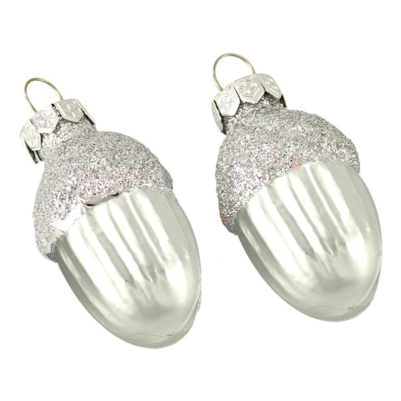 

Набор елочных игрушек Kaemingk Желуди серебристый 12 шт