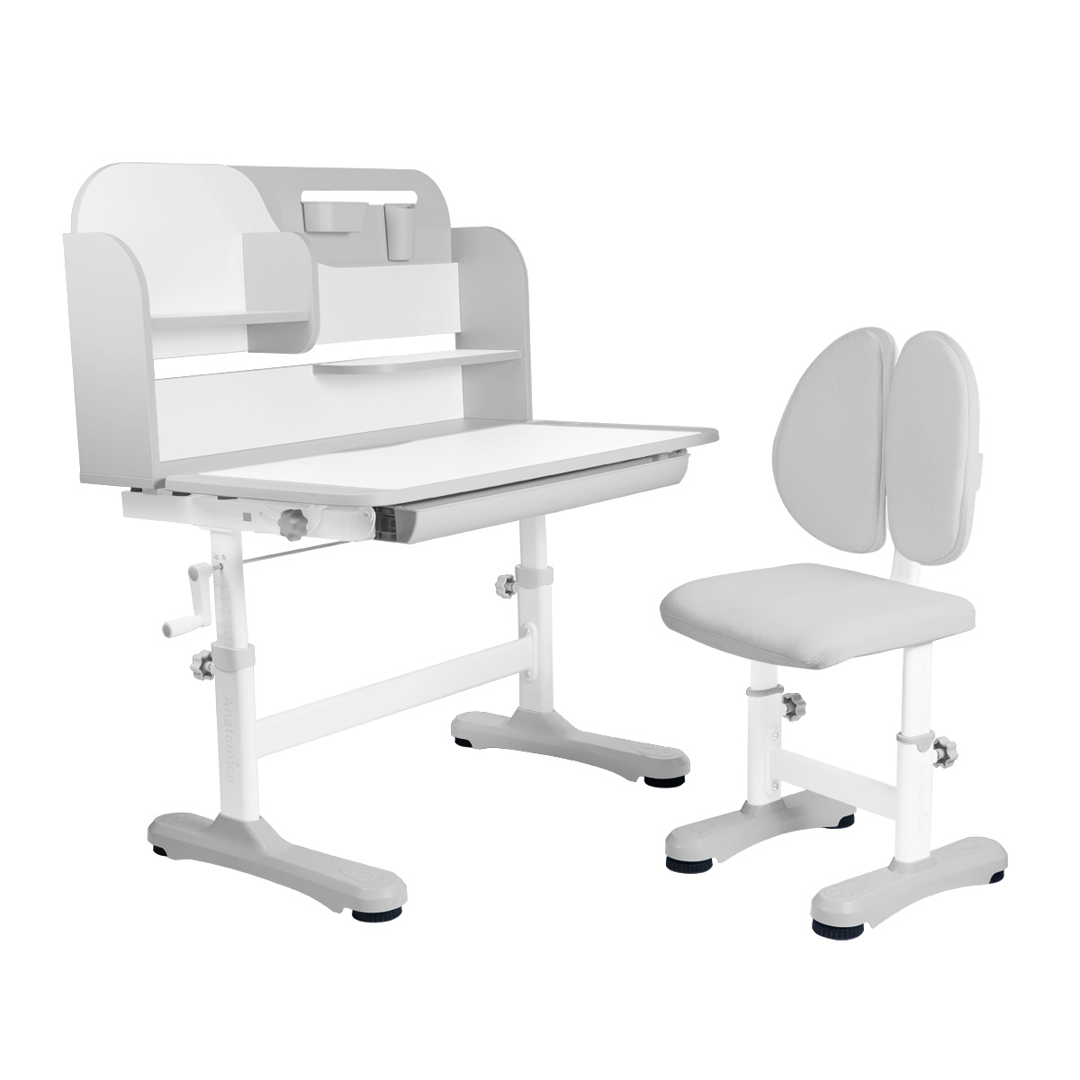 Комплект Anatomica Amadeo парта, стул, надстройка, выдвижной ящик, серый комплект anatomica fiona парта стул надстройка выдвижной ящик серый