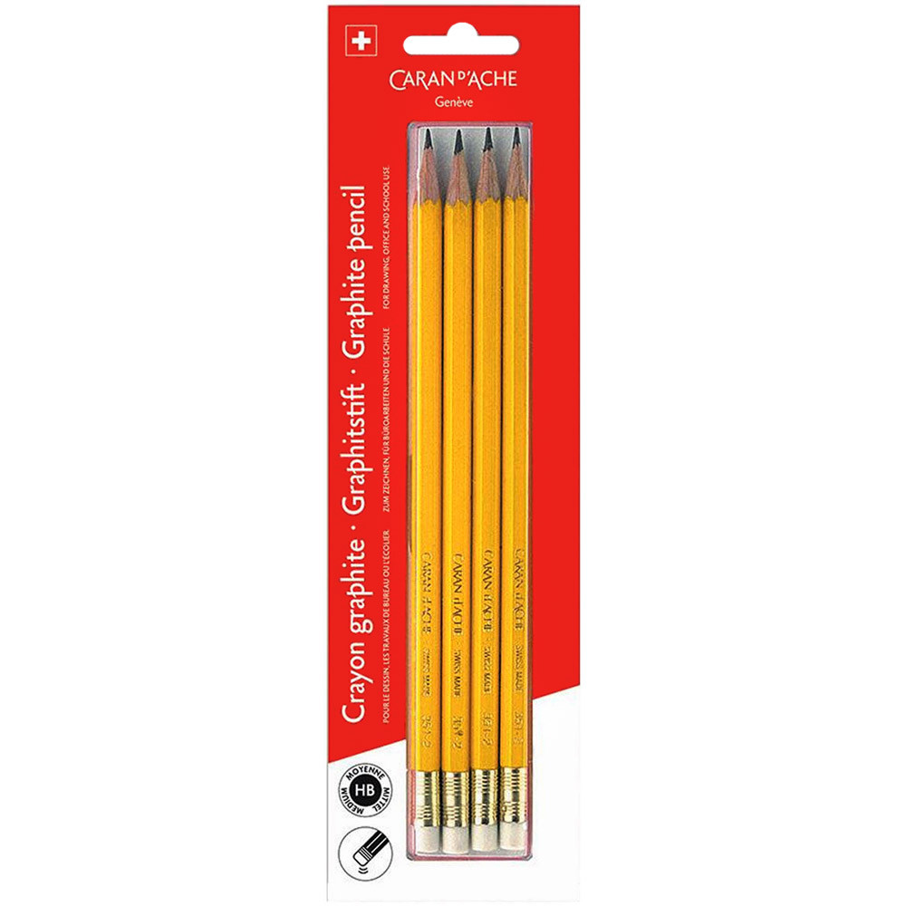 

Caran d`Ache Карандаши чернографит. с ластиком Caran d’Ache, HB, 4шт., блистер