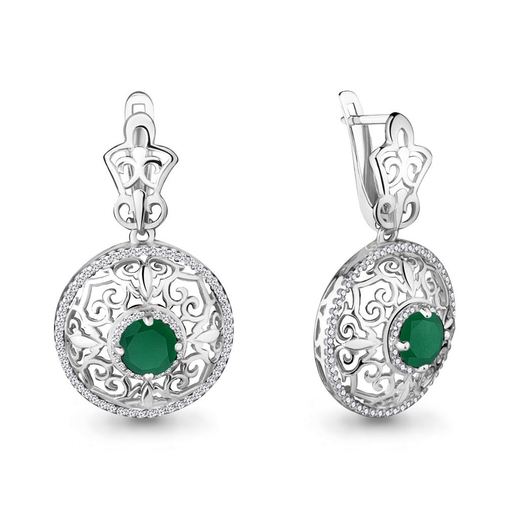 

Серьги из серебра с агатом Aquamarine 4429109А_925_р, 4429109А_925_р