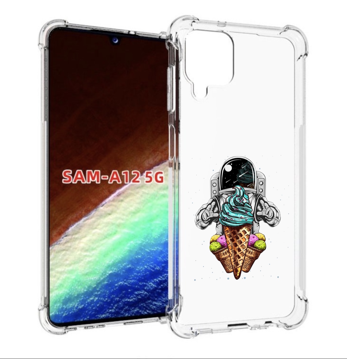 

Чехол MyPads астронавт-любит-мороженное для Samsung Galaxy A12 (SM-A125F) 2020/21, Прозрачный, Tocco