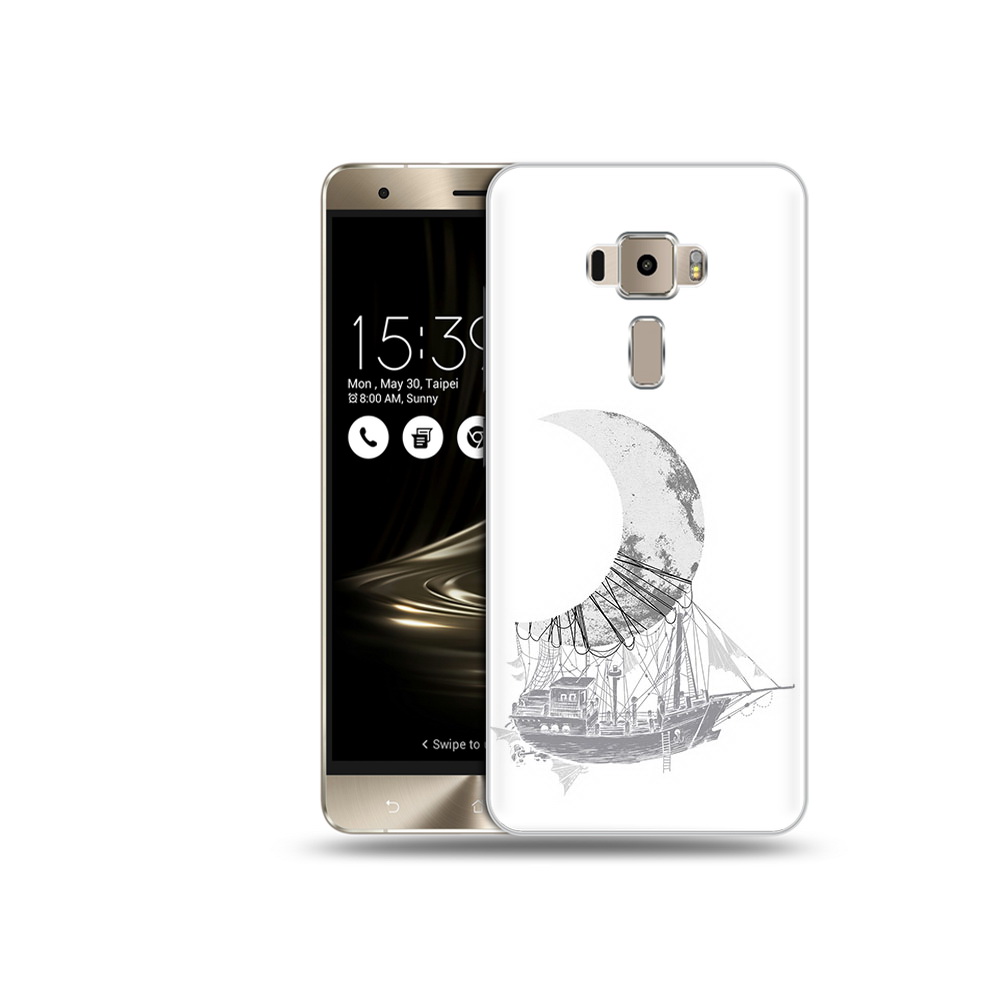 

Чехол MyPads Tocco для Asus ZenFone 3 Neo (ZE520KL) черно белый корабль полумесяц, Прозрачный, Tocco