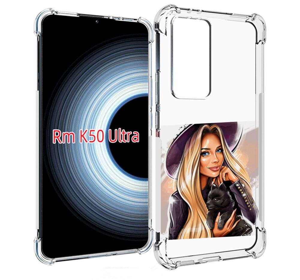 

Чехол MyPads девушка-с-черным-щенком женский для Xiaomi 12T / Redmi K50 Ultra, Прозрачный, Tocco