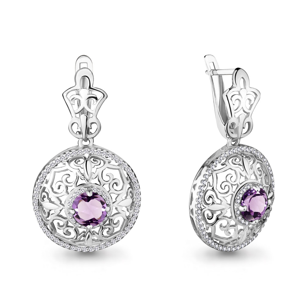 

Серьги из серебра с аметистом Aquamarine 4429104А_925_р, 4429104А_925_р