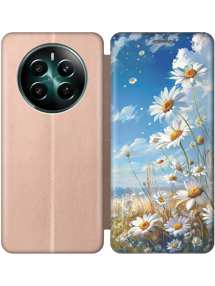 

Чехол-книжка на Realme 12+ 5g / Narzo 70 Pro 5g с принтом "Ромашки на поле" золотой, Золотистый;белый;синий, 783983222