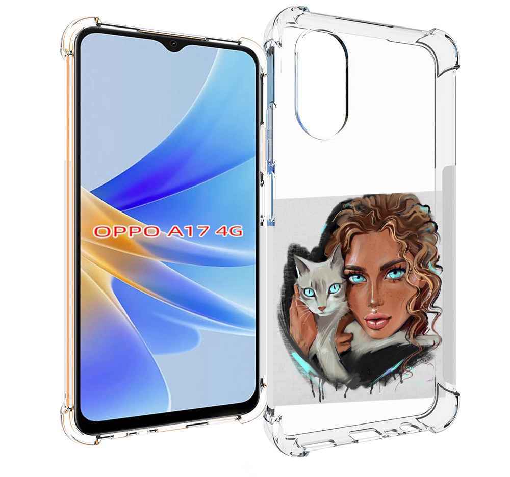 

Чехол MyPads девушка-с-котом-голубые-глаза женский для OPPO A17, Прозрачный, Tocco