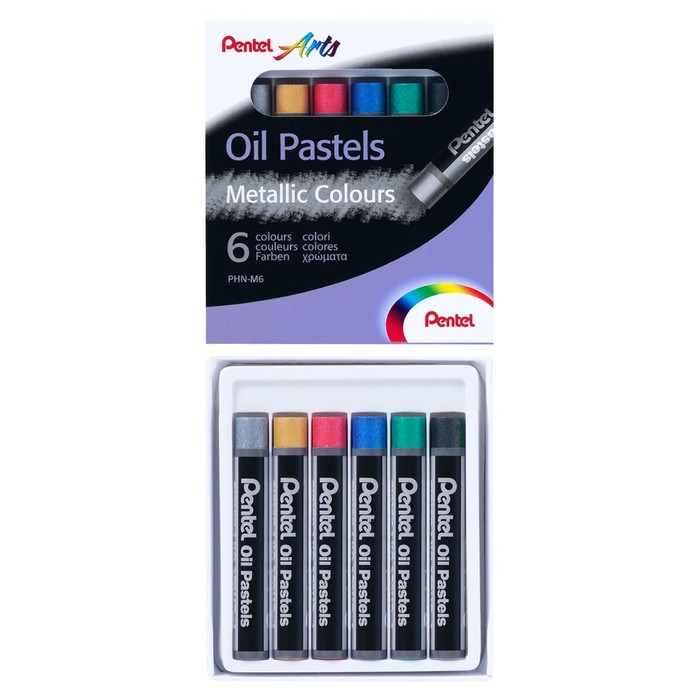 Пастель масляная 6 цв Pentel, металлик PHN-M6