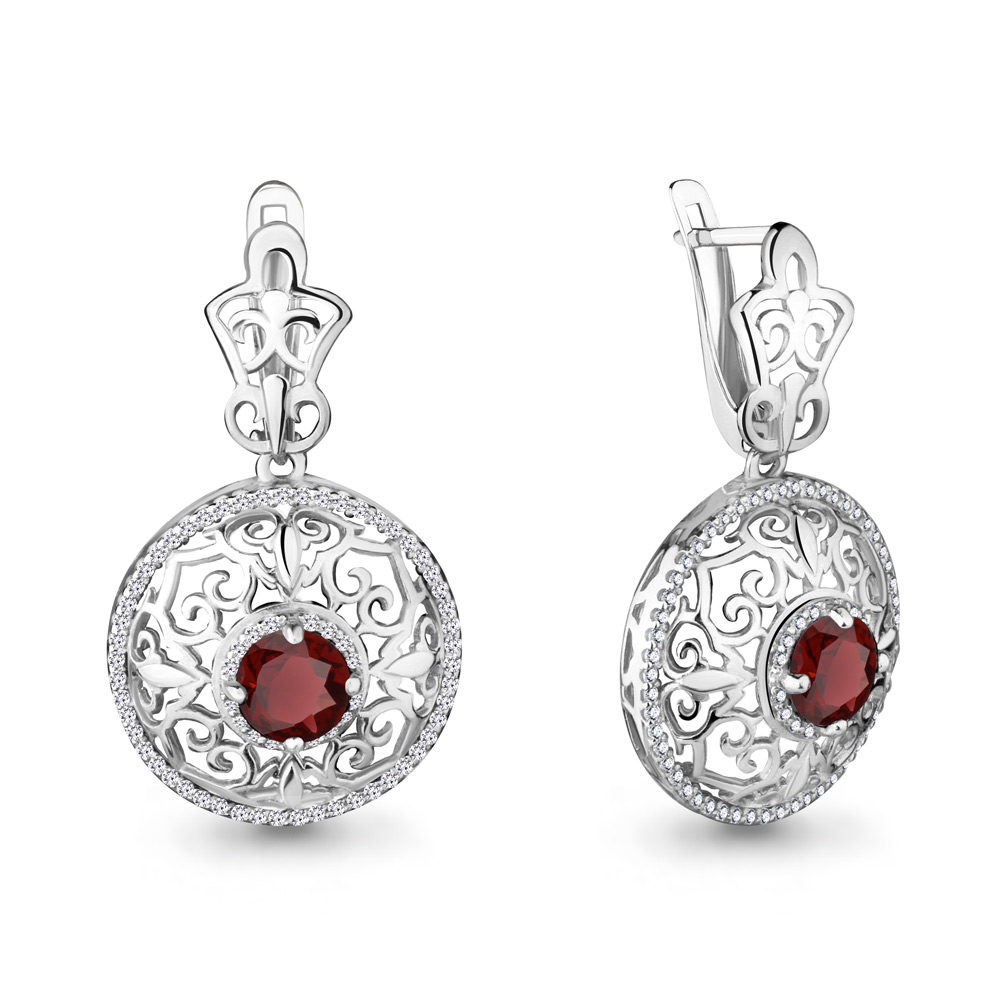 

Серьги из серебра с гранатом Aquamarine 4429103А_925_р, 4429103А_925_р