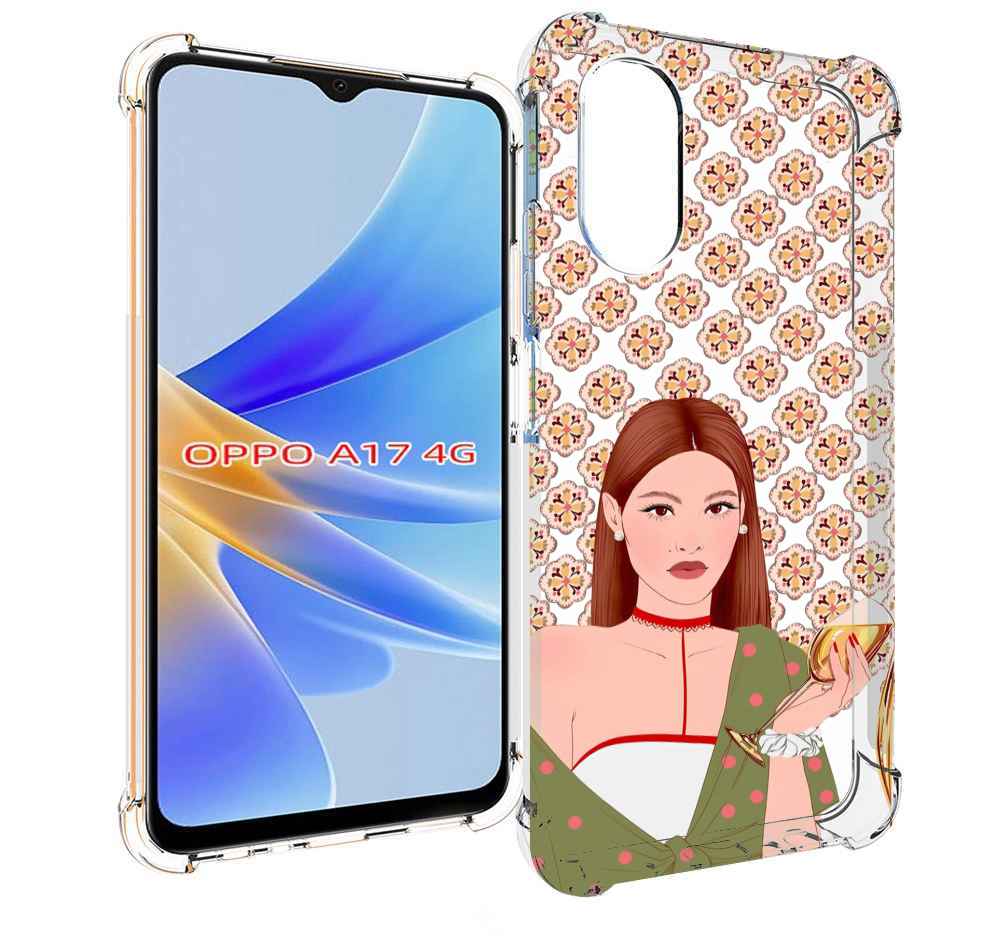 

Чехол MyPads девушка-с-вином-рисунок женский для OPPO A17, Прозрачный, Tocco