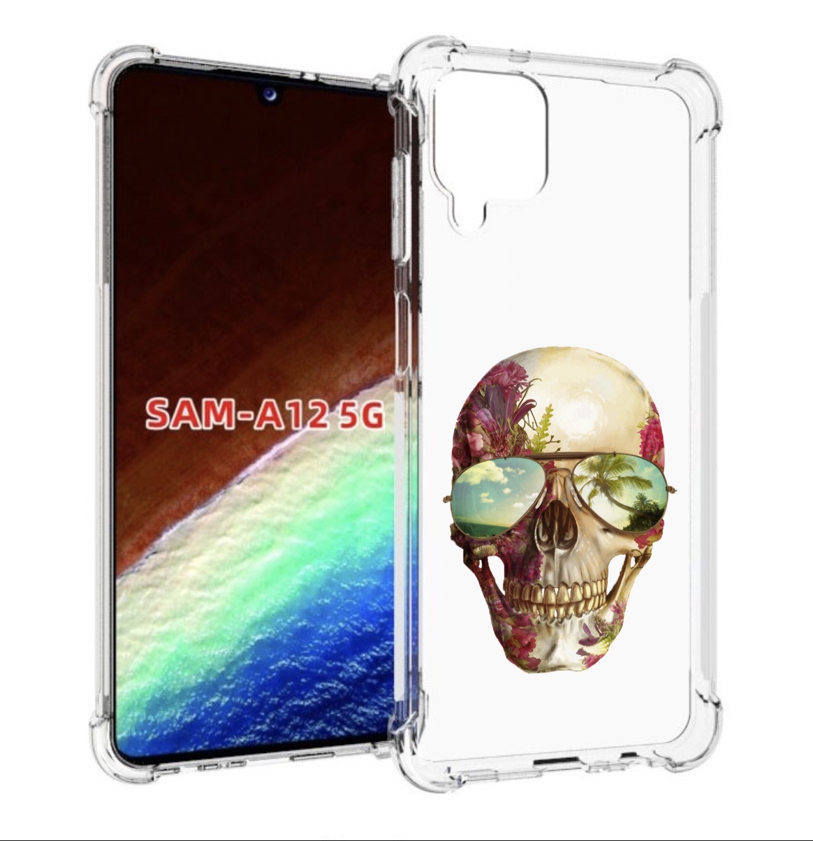 

Чехол MyPads Череп с очками для Samsung Galaxy A12 (SM-A125F) 2020/21/A12 Nacho SM-A127F, Прозрачный, Tocco