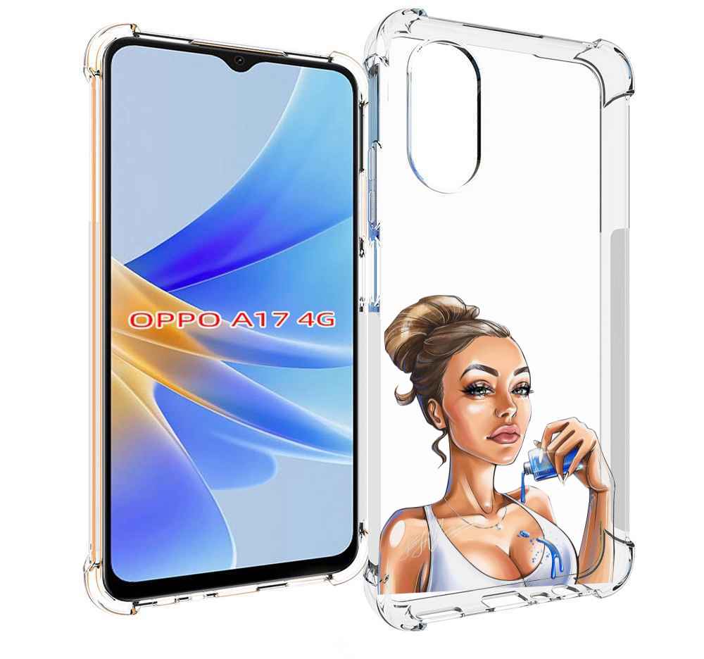 

Чехол MyPads девушка-пролила-краску женский для OPPO A17, Прозрачный, Tocco