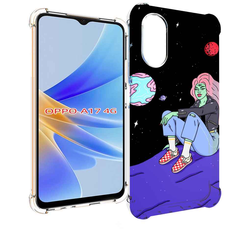 

Чехол MyPads девушка-на-луне-мультик для OPPO A17, Прозрачный, Tocco
