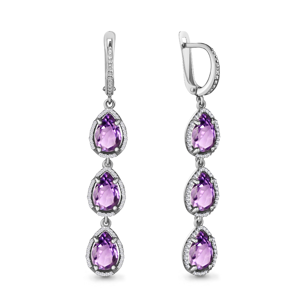 

Серьги из серебра с аметистом Aquamarine 4428904А_925_р, 4428904А_925_р