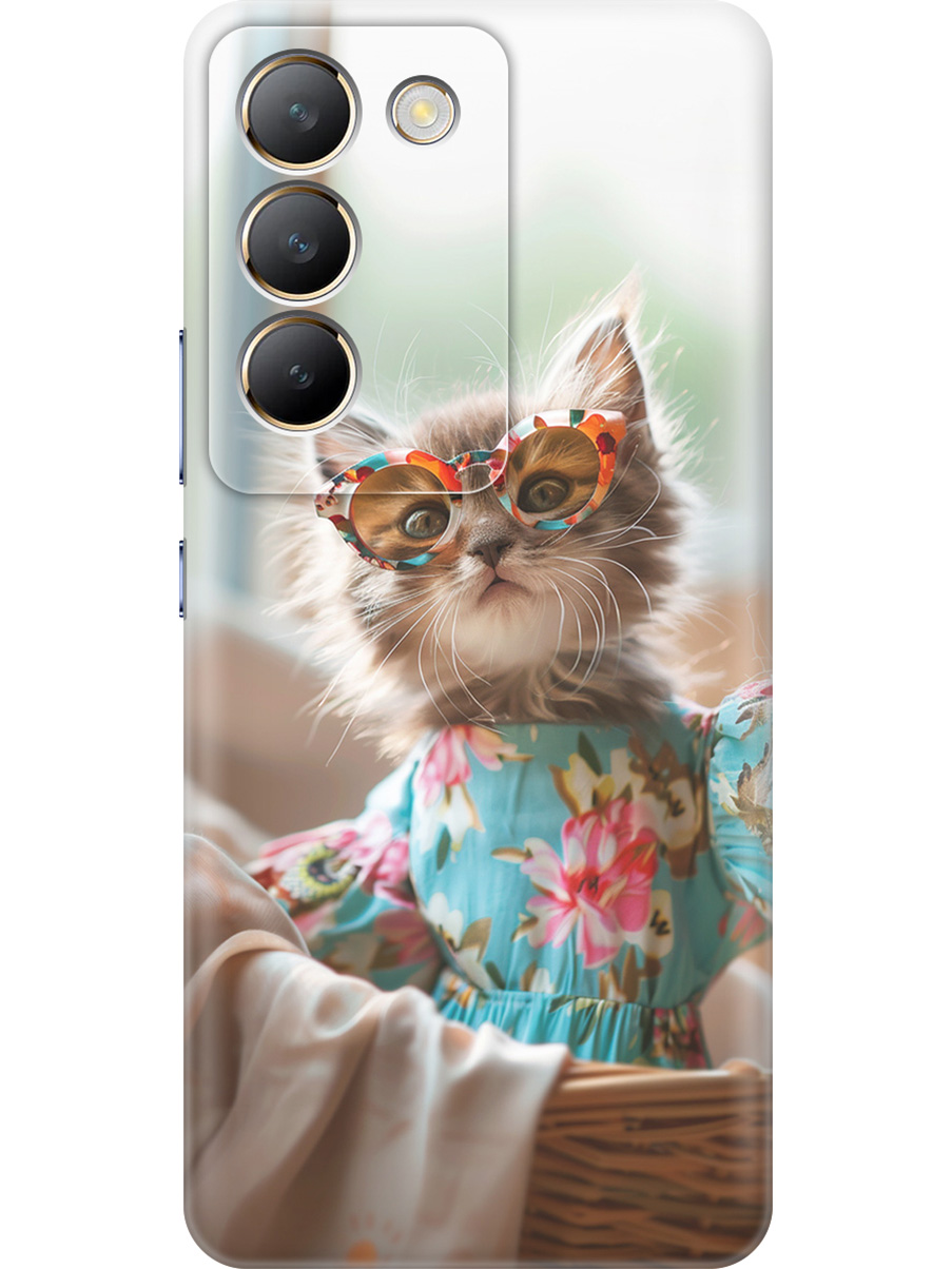 

Силиконовый чехол на Vivo V30 Lite 4g с принтом "Кошечка в голубом платье", Прозрачный;белый;голубой;серый, 783985611